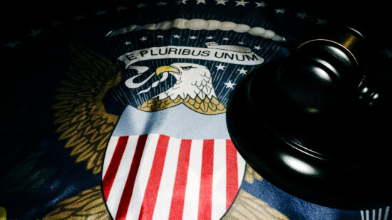 Gavel on Presidential flag.