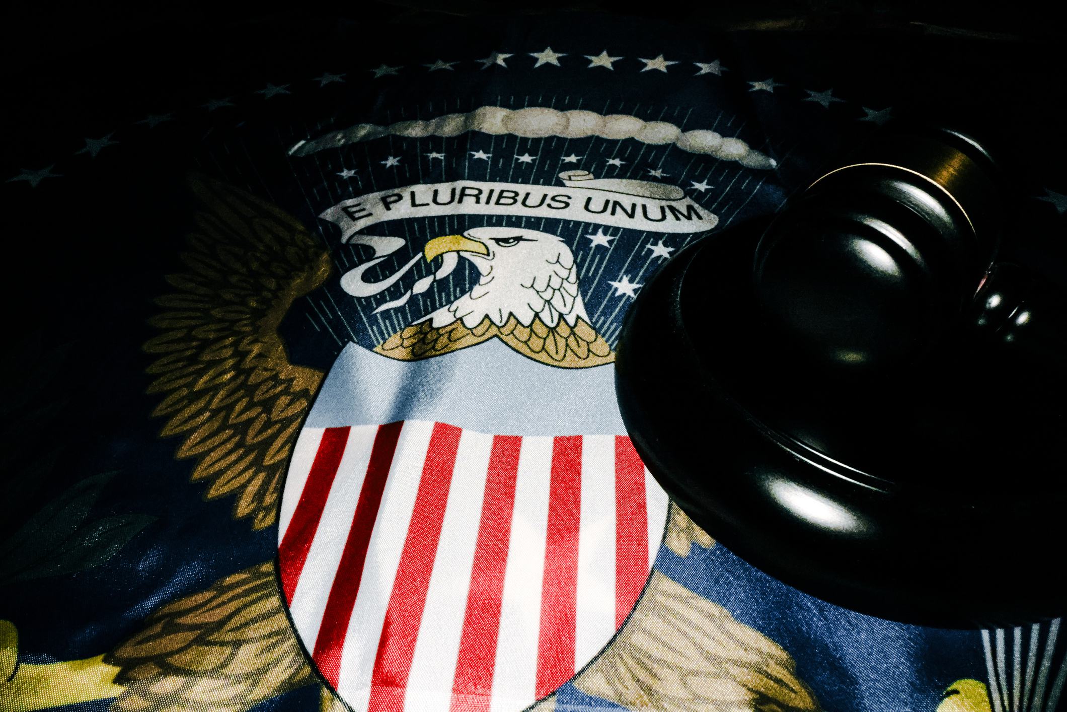 Gavel on Presidential flag.